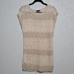 New Directions Womens Sheer Open Knit Striped Tunic Top Size S Earthy Coastal
